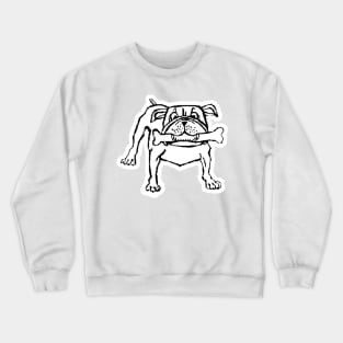 Bulldog dog with bone in mouth Crewneck Sweatshirt